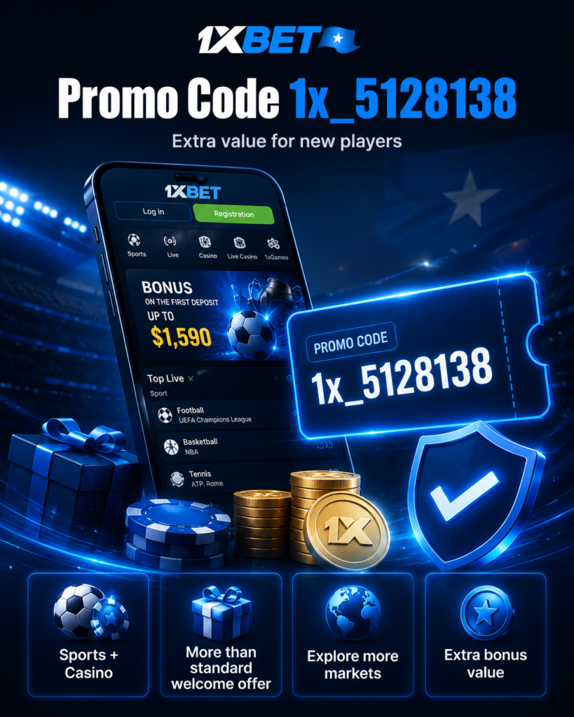 What does the 1xBet promo code 1x_5128138 give you?