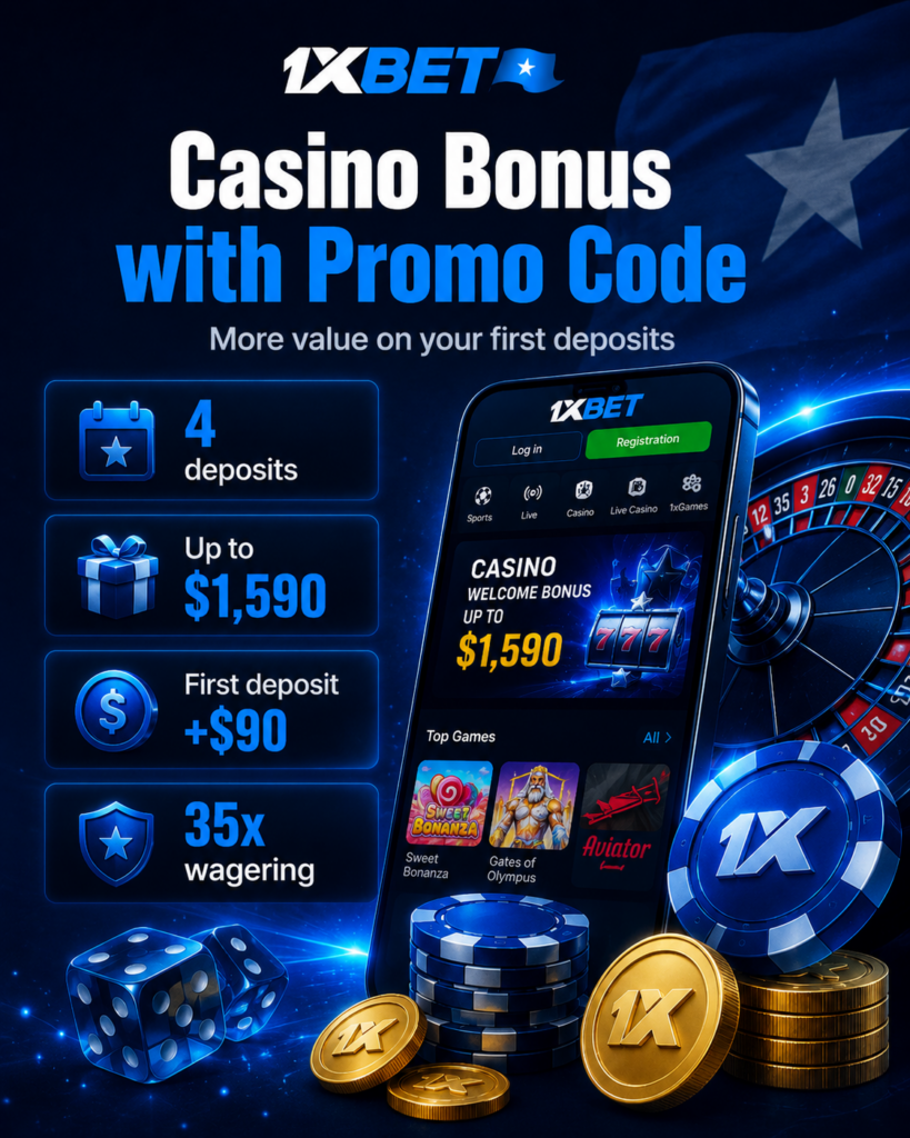 1xBet promo code Somalia for casino bonus